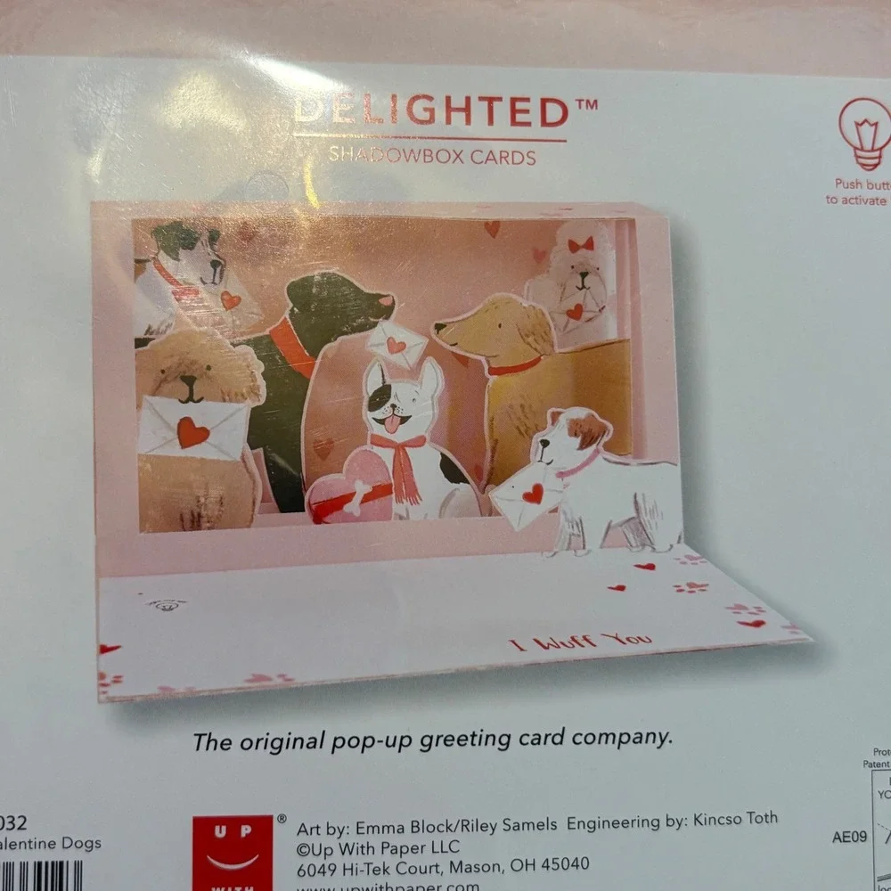 Delighted Shadowbox‎ Valentine's Day Greeting Card Dogs Light Up I Wuff You
